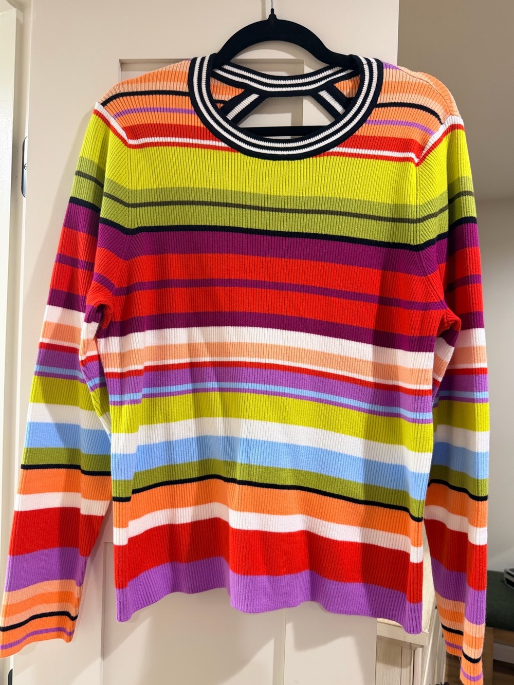 Old Navy x Christopher John Rogers Multicolor Striped Cutout Back Sweater